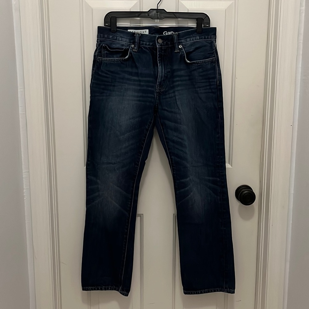 Gap blue straight jeans mens, 31x28,